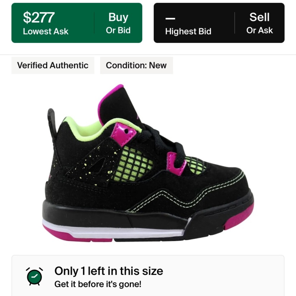 Jordan 4 retro fuchsia lime black (td) 5c
